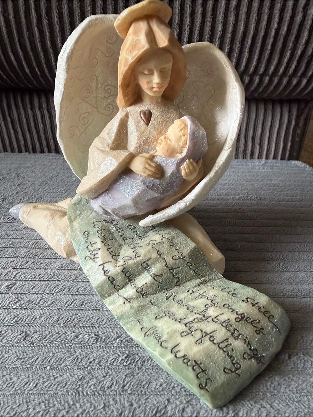 Enesco VTG Foundations Karen Hahn Guardian Angel Figurine Mother with Baby 2002